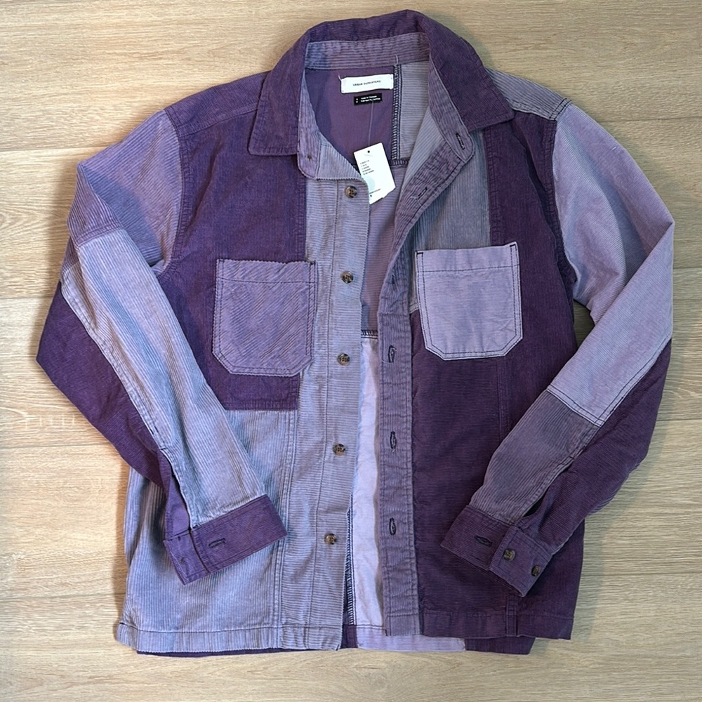 Urban Outfitters Purple Colour-Blocked Button Down Shirt